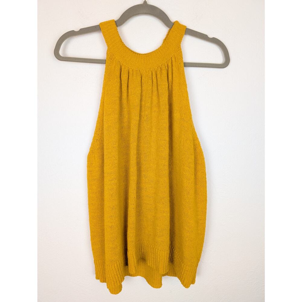 Madewell Top Gathered Sweater Tank Boho Spring Summer Mustard Yellow Size M - Picture 2 of 10